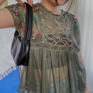 Flower Embroidered Mesh ZARA top